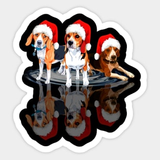 Shadow Beagle Dog Christmas Sweatershirt Cute Beagle Santar Hat Gift T-Shirt Sticker